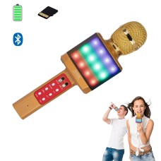 Мікрофон-караоке бездротовий WSTER WS-1828 White з функцією зміною голосу Золотий