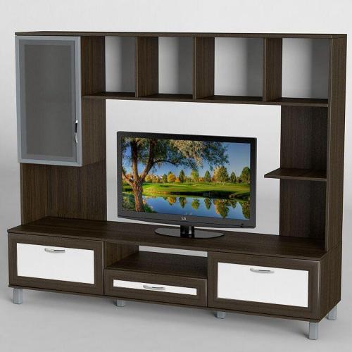 Стінка в вітальню Тиса Мебель Вітальня-38 Венге Білий 1600x450x1800 мм Стінка в вітальню Тиса Мебель Вітальня-38 Венге Білий 1600x450x1800 мм