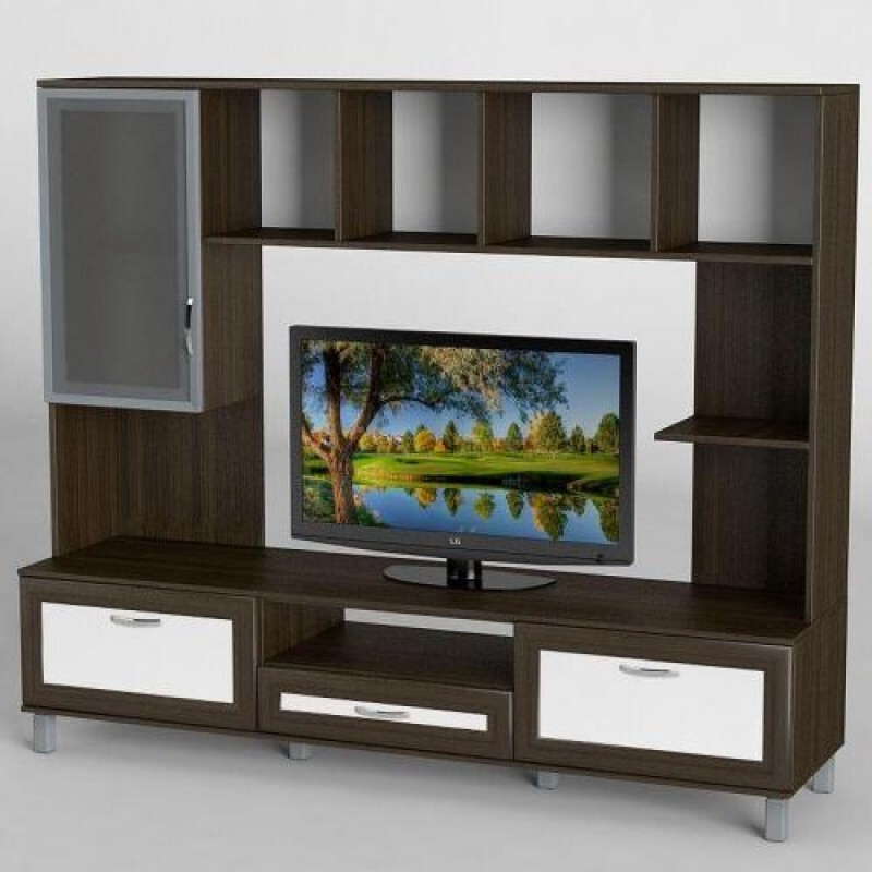 Стінка в вітальню Тиса Мебель Вітальня-38 Венге Білий 1600x450x1800 мм