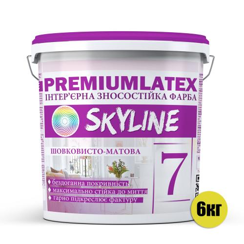 Фарба зносостійка шовковисто-матова Premiumlatex 7 Skyline 6 кг Фарба зносостійка шовковисто-матова Premiumlatex 7 Skyline 6 кг