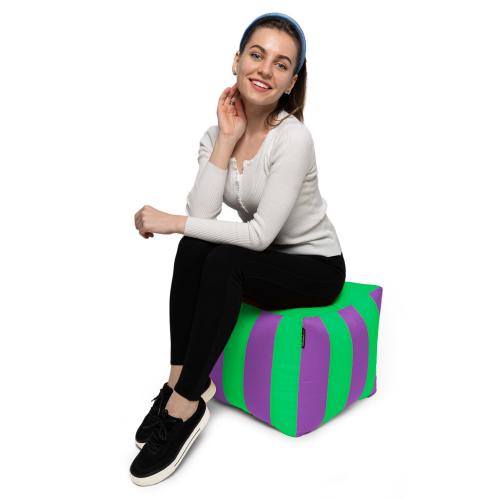 Пуф Кубик Смугастий Оксфорд 40х40 Студія Комфорту Салатовий + Фіолетовий Пуф Кубик Смугастий Оксфорд 40х40 Студія Комфорту Салатовий + Фіолетовий