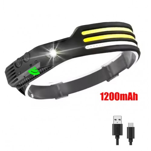 Налобний ліхтар COBA акумуляторний з датчиком руху 30х4 см 1200 mAh Чорний (SH0000324) Налобний ліхтар COBA акумуляторний з датчиком руху 30х4 см 1200 mAh Чорний (SH0000324)