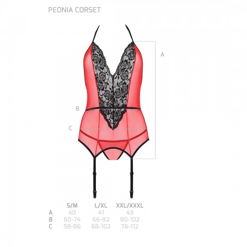 Корсет з пажами для панчіх Passion PEONIA CORSET L/XL red, стрінги в інтернет супермаркеті PbayMarket!