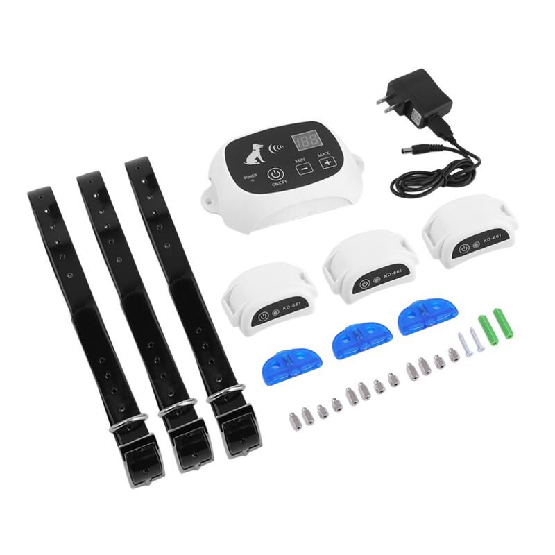 Бездротовий електронний паркан для собак Pet KD-661 з 3-ма нашийниками, білий