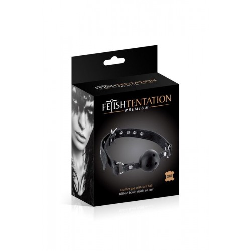 Кляп Fetish Tentation Premium Leather gag with stiff ball