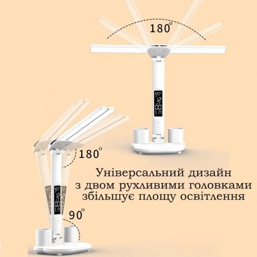 Світлодіодна настільна лампа на акумуляторі Doublehead Lamp Led подвійна багатофункціональна Білий Світлодіодна настільна лампа на акумуляторі Doublehead Lamp Led подвійна багатофункціональна Білий