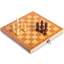 Шахи настільна гра дерев'яні на магнітах 1A W6701 25х25 см Бежевий/коричневий (MR090)