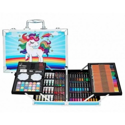 Набір для малювання та творчості No Brand ART set Єдиноріг дитячий в алюмінієвій валізі 145 предметів для юного художника Блакитний Набір для малювання та творчості No Brand ART set Єдиноріг дитячий в алюмінієвій валізі 145 предметів для юного художника Блакитний