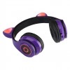 Повнорозмірні навушники бездротові Cat Headset Y 047 Bluetooth з підсвічуванням та котячими вушками Фіолетові Violet