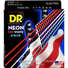 Струни для електрогітари DR NUSAE-9/46 Hi-Def Neon Red White K3 Coated Light Electric Guitar Strings 9/46