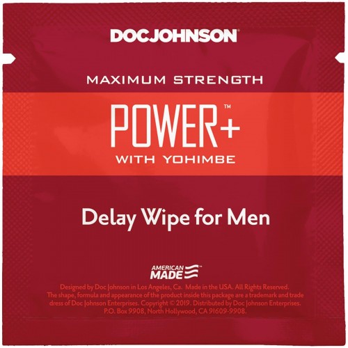 Пролонгуюча серветка Doc Johnson Power + Delay Wipe For Men з екстрактом йохимбе в інтернет супермаркеті PbayMarket!