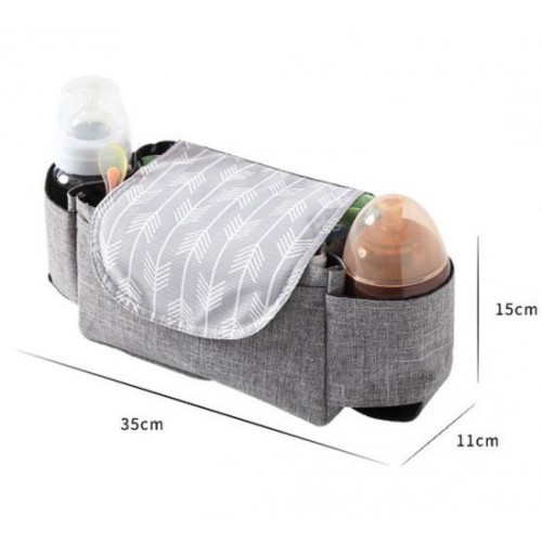 Багатофункціональна підвісна сумка для коляски 35 х 11 х 15 см Сіра (vol-1403) Багатофункціональна підвісна сумка для коляски 35 х 11 х 15 см Сіра (vol-1403)