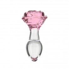 Скляна анальна пробка Pillow Talk Rosy Luxurious Glass Anal Plug, ⌀3,3 см, віброкуля в подарунок