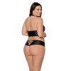 Комплект з екошкіри Passion Nancy Bikini 6XL/7XL black, бра та трусики з імітацією шнурівки в інтернет супермаркеті PbayMarket!