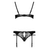 Комплект білизни PAULINE SET black L/XL Passion: стрепи: ліф, стрінги і пояс для панчох в інтернет супермаркеті PbayMarket!