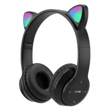 Бездротові Bluetooth навушники з котячими вушками та лід підсвічуванням Y47 Cat Ear Чорні (77-8650)