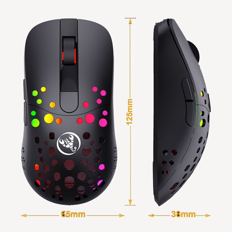 Миша бездротова ігрова з акумулятором та підсвічуванням 2.4 gHz HYSJ Т100 E-Sports Black