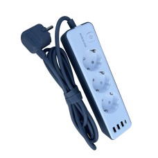 Мережевий подовжувач Borofone BAC9 16650 на 3 розетки 3 USB-А та 1 USB-C порт 2 м Білий (23757)