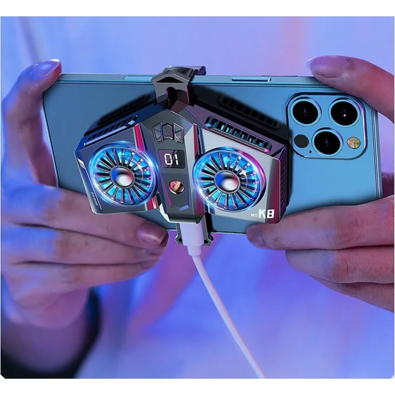 Універсальний подвійний напівпровідниковий радіатор-вентилятор (кулер) для смартфона Union PUBG Mobile K8 Silver