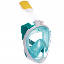 Маска для снорклінгу з диханням через ніс Swim One M2068G (силікон, пластик, р-р S-М) Білий-бірюзовий (PT0842)