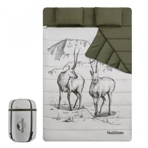 Спальний мішок двомісний з подушками Naturehike NH21MSD06 215x145 см Зелений (2236263149) Спальний мішок двомісний з подушками Naturehike NH21MSD06 215x145 см Зелений (2236263149)