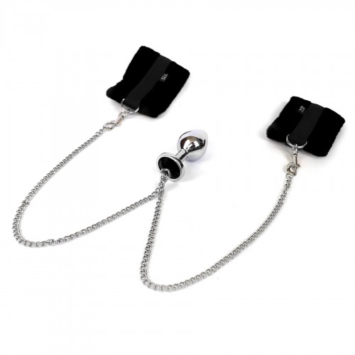 Наручники з металевою анальною пробкою Art of Sex Handcuffs with Metal Anal Plug  size M Black в інтернет супермаркеті PbayMarket!