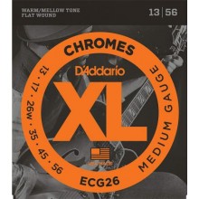 Струни для електрогітари 6 шт D'Addario ECG26 Chromes Flat Wound Medium Electric Strings 13/56