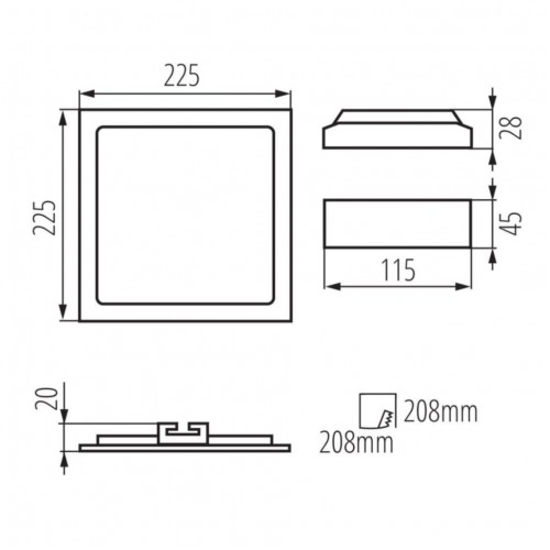 Точковий світильник Kanlux Katro 22.5x22.5x2 см Білий (Kan28944) Точковий світильник Kanlux Katro 22.5x22.5x2 см Білий (Kan28944)