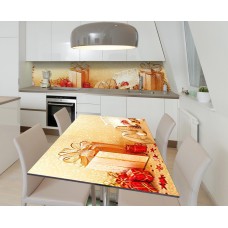 Наклейка 3Д вінілова на стіл Zatarga «Різдвяний сюрприз» 650х1200 мм для будинків, квартир, столів, кав'ярень