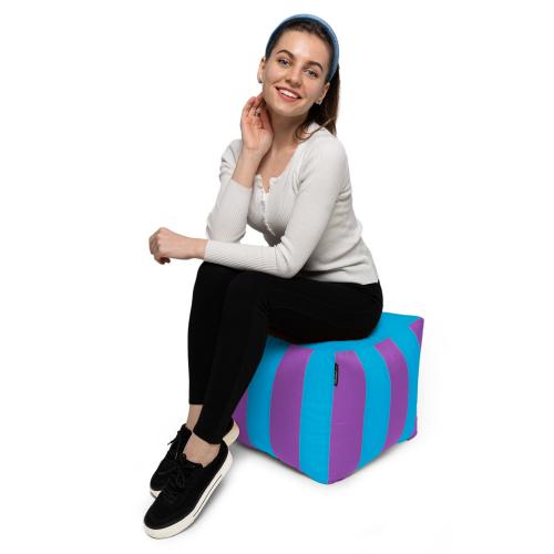 Пуф Кубик Смугастий Оксфорд 40х40 Студія Комфорту Блакитний + Фіолетовий Пуф Кубик Смугастий Оксфорд 40х40 Студія Комфорту Блакитний + Фіолетовий