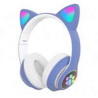 Бездротові Bluetooth навушники з вушками Cat Ear VZV-23M/7805 LED Сині