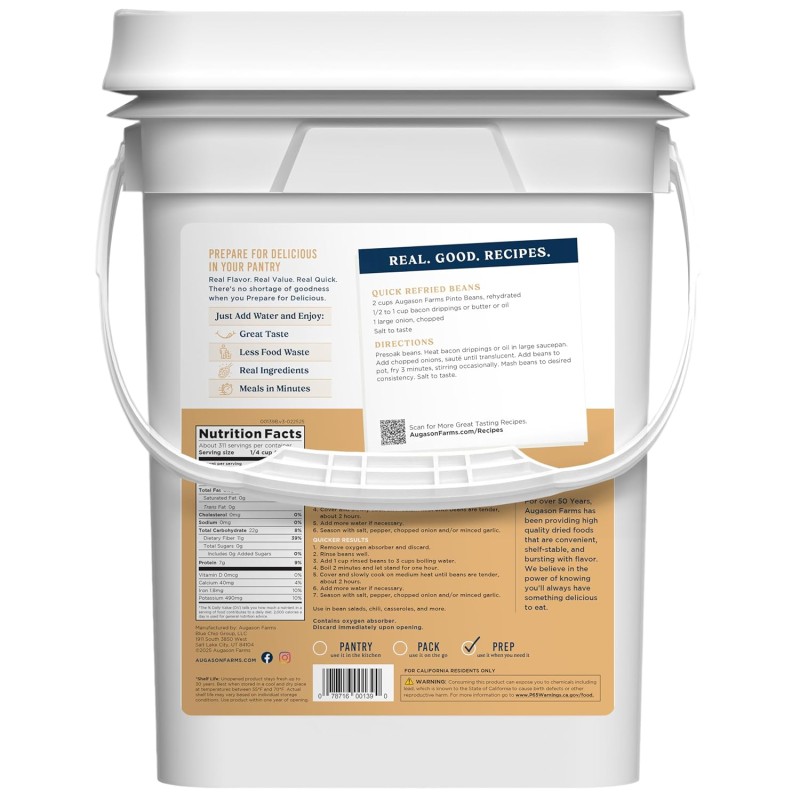 Сублімована квасоля Пінто з великим терміном придатності до 30 років Augason farms, 311 порцій