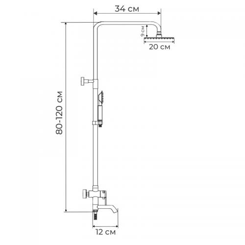 Душова колона Haiba Milano 003-J Чорний (HB3934) Душова колона Haiba Milano 003-J Чорний (HB3934)