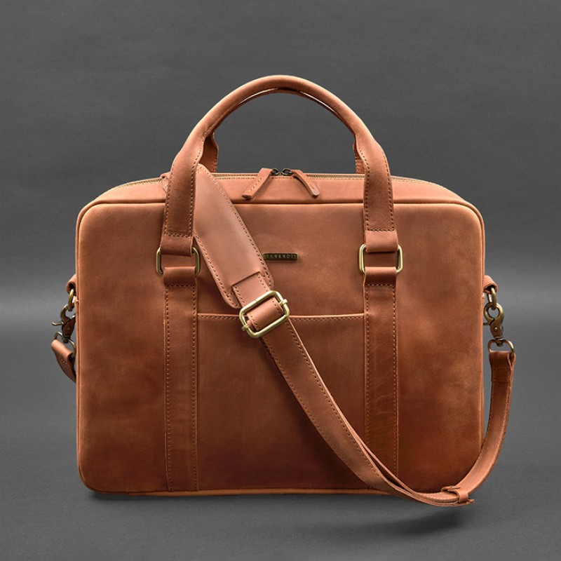 Шкіряна сумка для ноутбука та документів світло-коричнева Crazy Horse BlankNote