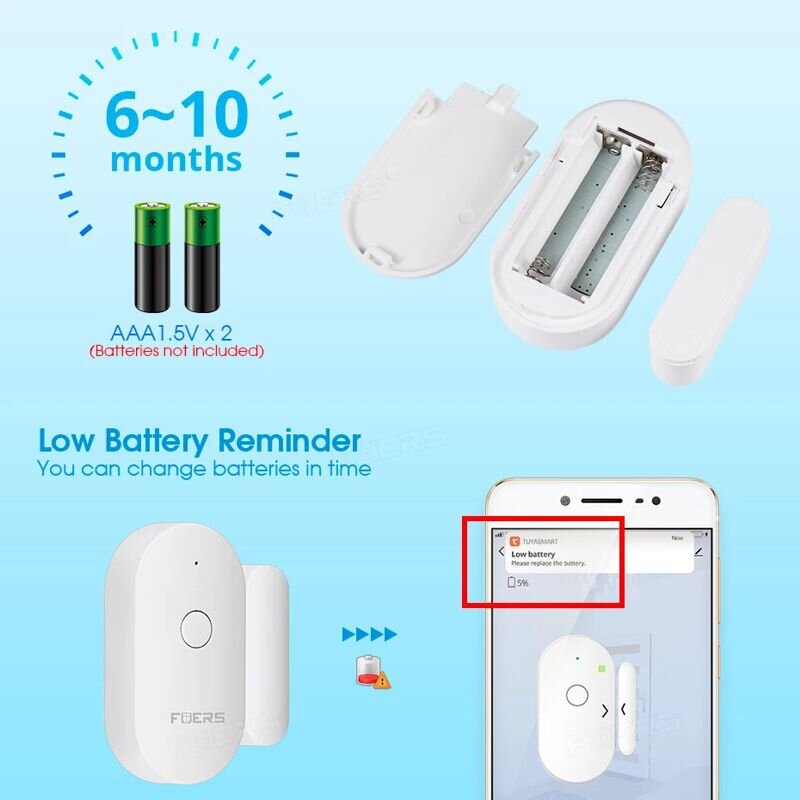 Wifi датчик відкриття дверей і вікон Fuers WIFID01, повідомлення на смартфон