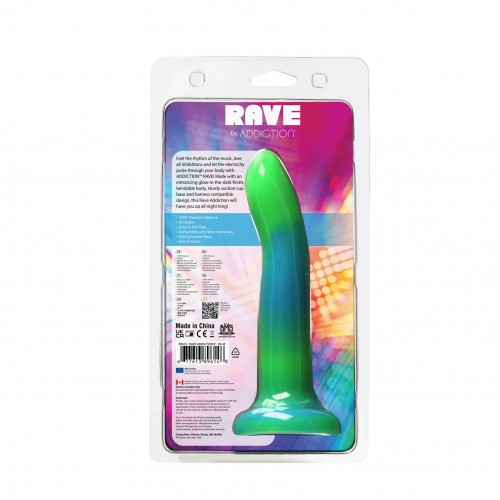 Фалоімітатор, що світиться в темряві, ADDICTION Rave 8″, Glow in the Dark Dildo Blue Green, 20,3 см в інтернет супермаркеті PbayMarket!