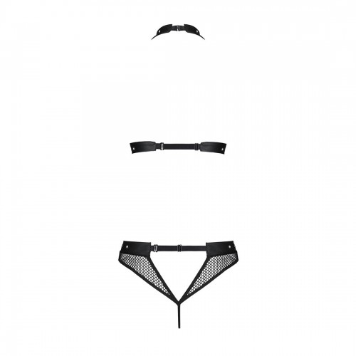 Білизна з відкритим доступом Passion MOONLIGHT SET L/XL black топ, стрінги в інтернет супермаркеті PbayMarket!