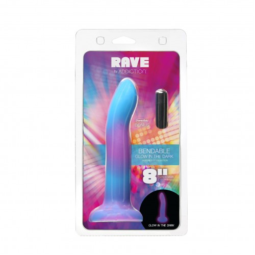 Фалоімітатор, що світиться в темряві, ADDICTION Rave 8″ Glow in the Dark Dildo Blue Purple, 20,3 см в інтернет супермаркеті PbayMarket!