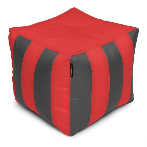 Пуф Кубик Смугастий Оксфорд 40х40 Студія Комфорту Сірий + Червоний