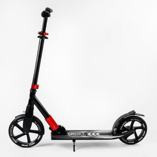Самокат двоколісний складаний амортизатор Best Scooter PU колеса 100 кг Black and red (105585) Самокат двоколісний складаний амортизатор Best Scooter PU колеса 100 кг Black and red (105585)
