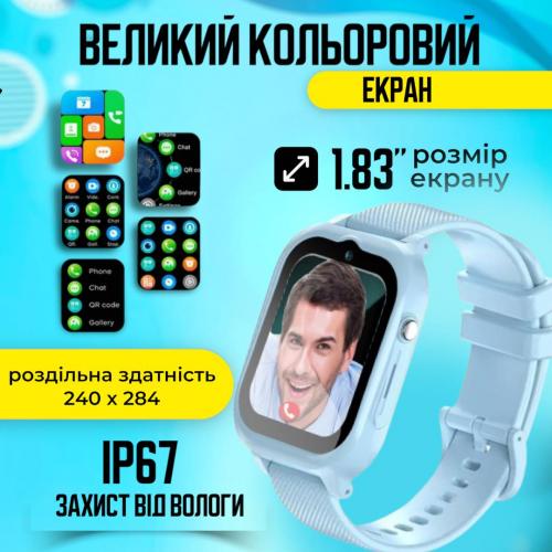 Смарт годинник дитячий A1 з відеодзвінком HD-камерою та GPS 2 змінних корпуса в комплекті Блакитний (KW2-A1-Blue)