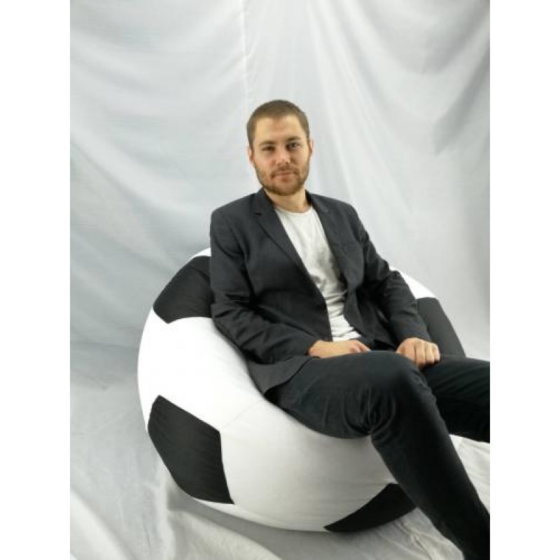 Безкаркасне крісло мішок М'яч Coolki 80см Чорно-Білий (Оксфорд 600D PU)