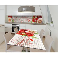 Наклейка 3Д вінілова на стіл Zatarga «Таємниці червоних жоржин» 600х1200 мм (Z184835st)