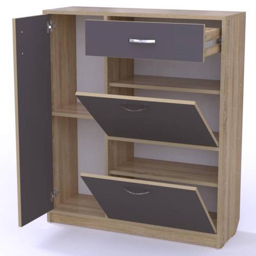 Тумба для взуття Тиса Мебель ТО-116 1 Сонома Графіт 105x90 см