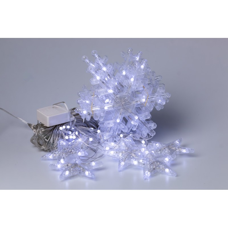 Гірлянда-штора Lugi Зірки та сніжинки розмір 3*1м 12 фігур білий (1733064W)