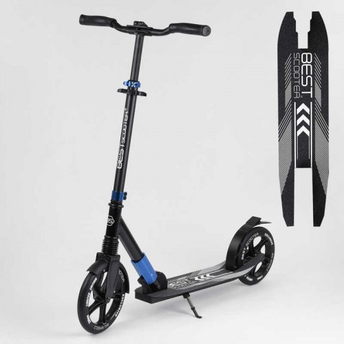 Самокат алюмінієвий Best Scooter з PU колесами і 1 переднім амортизатором Black/Blue (99631) Самокат алюмінієвий Best Scooter з PU колесами і 1 переднім амортизатором Black/Blue (99631)
