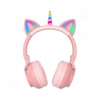 Бездротові навушники LED No Brand з котячими вушками єдиноріг STN-27 Pink Бездротові навушники LED No Brand з котячими вушками єдиноріг STN-27 Pink