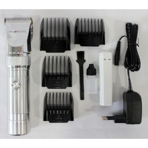 Професійна акумуляторна машинка для стрижки волосся Promotec PM 358 Срібло