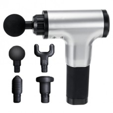 Портативний ручний м'язовий масажер для тіла Fascial Gun HG-320 Silver-Black (SMT179524381)