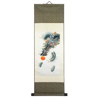 Настінний сувій Traditional Chinese Art Вогняний дракон Шовк Рисовий папір 90х30 см (12011)